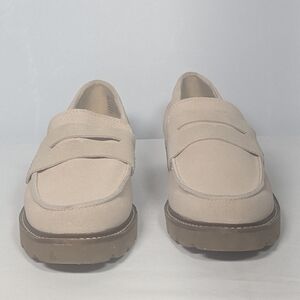 NEW Anne Klein Womens Emmylou Loafer Flat Suede beige Sz 8